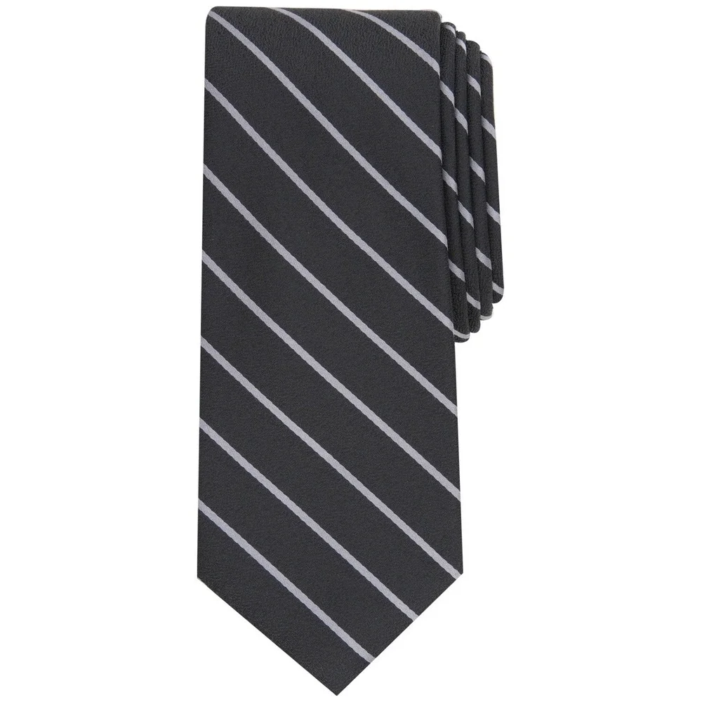 Alfani Mens Tie One Size Black Alfatech Primrose Stripe Luxury Necktie NWT